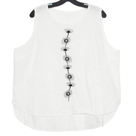 Top Gauze Y2K Boho Cottage Minimalist Soft Girl Embroidered Floral White 5XL - Picture 1 of 5